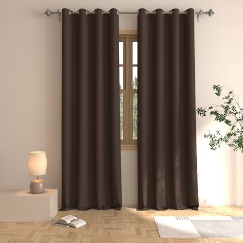 Blackout Curtains Coffee Brown 92 inches Long Room Darkening Window Curtain Panels Living Room Divider Patio Doorway Sliding Glass Door Grommet Top Thermal Insulated Drapes Bedroom 2 Panels 52"x92"