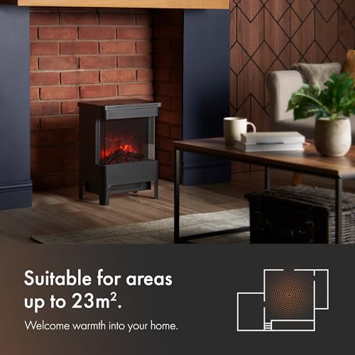 VonHaus Electric Stove Heater 1900W – Electric Fireplace – Indoor Log/Wood Burner Effect, Freestanding Fire, Portable, LED Flame, Adjustable Thermostat, Glass Panel, Black – 2 Year Warranty - Image 3