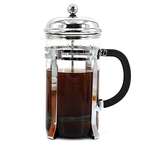Rollz French Press Glass Coffee Maker with Stainless Steel Frame- 1000ml