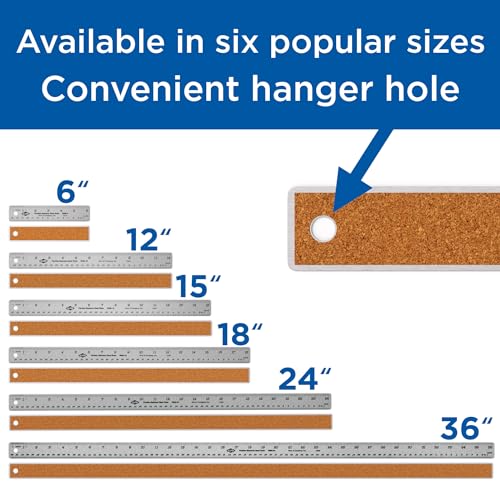 ALVIN Stainless Steel Ruler 24 Inches Model R590-24 Drawing and Design Tool for Students and Professionals, Great for Drafting, Architecture, Engineering, and Art - Stainless Steel Ruler -24 Inches