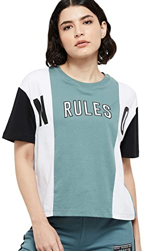 Image of Max Women Regular Fit Colourblock Round Neck T-Shirt