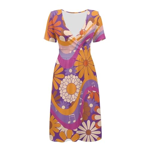 Image of Women's Summer Formal Dresses Short Sleeve Wrap V Neck Dresses Bridesmaid Wedding Guest Dress with Pockets