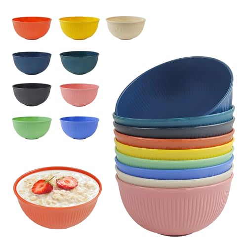 9er Set Müslischalen 700MLUnzerbrechliche Plastikschüssel aus BPA-freiem PolypropylenSpülmaschinen&Mikrowellengeeignetfarbenfrohe Müslischale für Frühstück Salat SuppeIdeal für Schüler & Camping