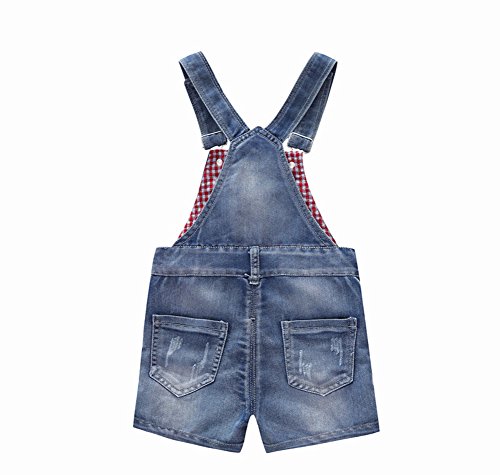 Image of KIDSCOOL SPACE Baby Little Girl Jean Overalls,Big Ripped Denim Shortall