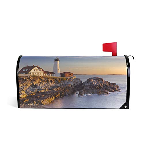 WOOR Portland Head Lighthouse Magnetic Mailbox Cover MailWraps Garden Yard Home Decor for Outdoor Standard Size-18