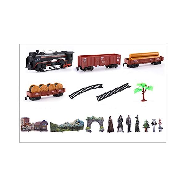 ColiCor 102 x 67cm Retro Elektrische Eisenbahn Kinder Modelleisenbahn Elektrisch Lokomotive für Kinder – Bild 4