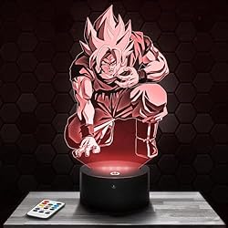 Lampara Bebe Goku Lámpara de mesilla de noche, luz nocturna táctil Manga - Son Goku Combat lámpara LED ilusión 3D, idea de regalo para niños y niñas, Navidad, lámpara de mesilla de noche para niños o adultos. TOP
