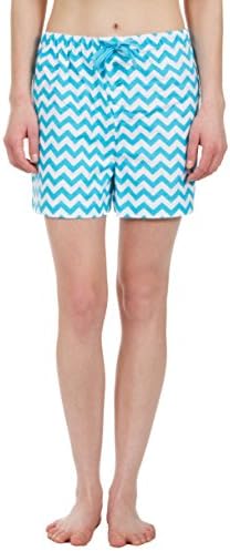 Leisureland Women's Pure Cotton Flannel Lounge Pajama Boxer Shorts Chevron Print (XL)