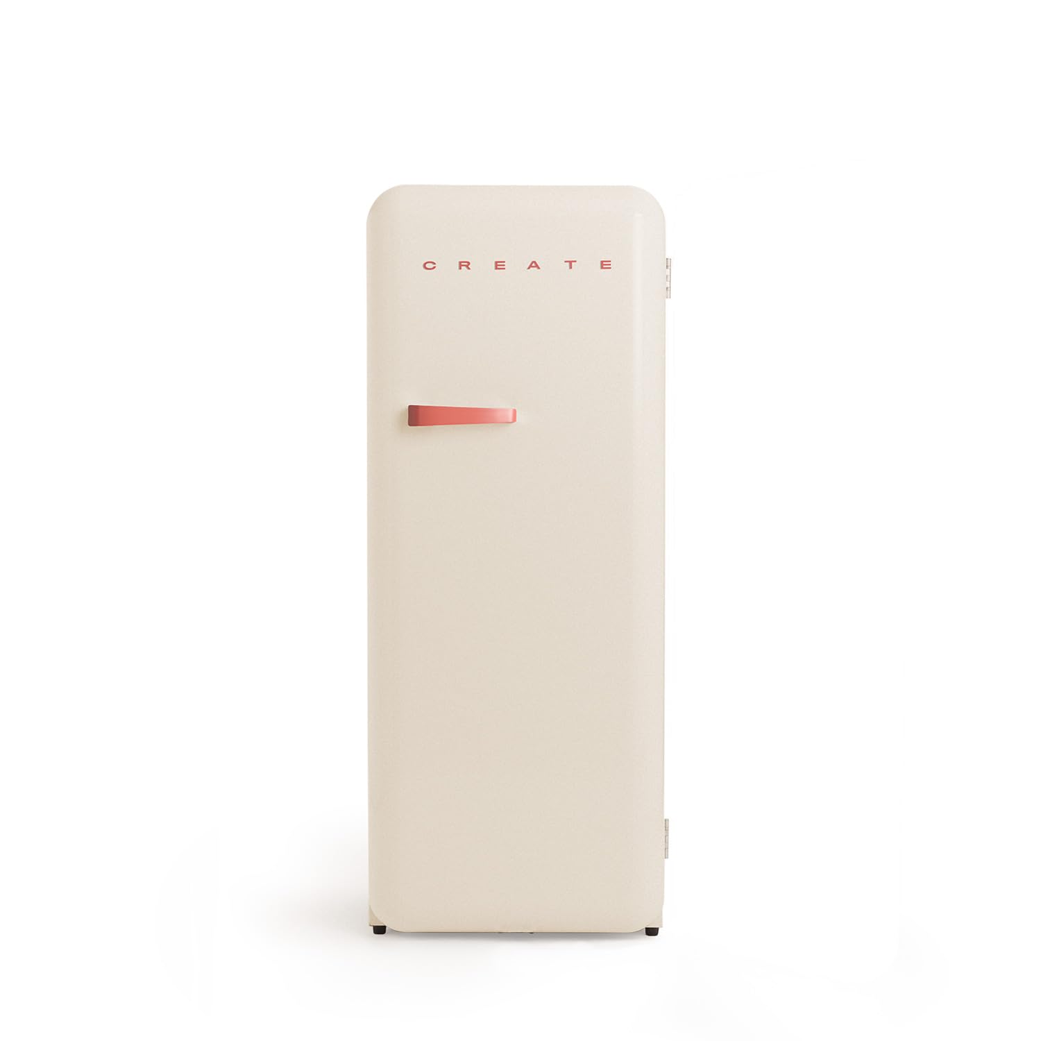 CREATE / RETRO FRIDGE 150 TERRACOTA/Frigorífico blanco roto maneta terracota con congelador 281L / 102W. bajo consumo. 150cm. 3 estantes. regulador temperatura. botellero. 60x60x150cm