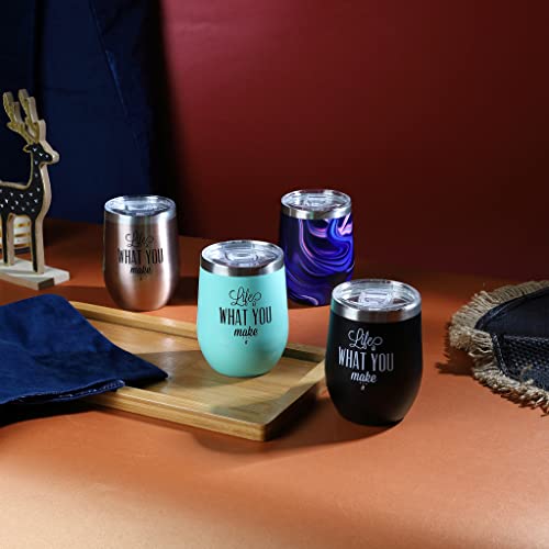 Jielinger Stainless Steel Tumbler With Lid And Gift Box - Wine Tumbler Double Wall Vacuum Insulated Travel Tumbler Cup For Coffee, Wine, Cocktails, Ice Cream (12 Oz, Flowing Lights) #TOP5