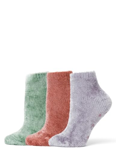 No nonsense Shortie Slipper Socks for Women,, 3 Pair Pack, Violet Grey/Cameo/Agave, One Size