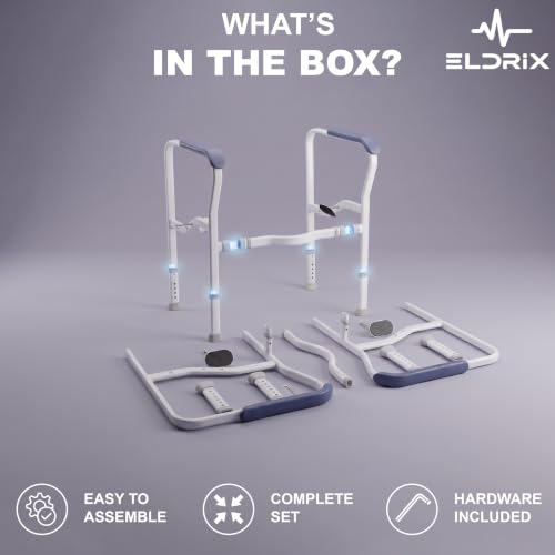 Image of Eldrix Senior Citizen Bathroom Support Frame | Toilet Support for Elderly People with Adjustable Height | Walker for Old People (White)