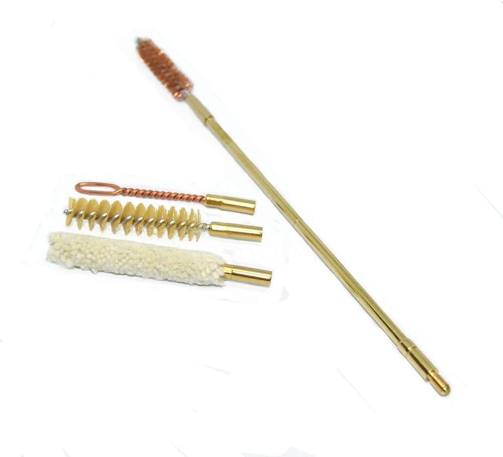 Kit de Limpieza para Pistola 9 mm / .357 / .38 Cal – Juego Profesional 7 Piezas con Varillas de Latón Extensibles, Cepillos y Estuche – Mantenimiento y Eliminación de Residuos