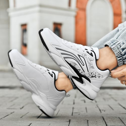 and Trendy High - end Large - Size Men's Platform Chunky Running Shoes, Comfy and Lightweight, Suitable for Casual Activities and Tennis - Related Sports (Black,11)3