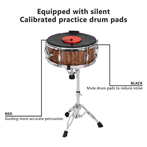 LAGRIMA 14X5.5 inch Snare Drum Set for Student, Beginners with Gig Bag, Sticks, Strap, Stand and Practice Pad Kit, Tiger Stripe - Thumbnail 3