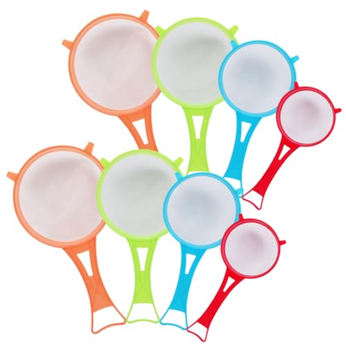 Yaoliucp Tamiz de plástico 8pcs, tamiz pequeño de Malla Fina, Funcional y Ligero, Superficie Lisa higiénica y fácil de Limpiar, para Verduras, harina, Color al Azar