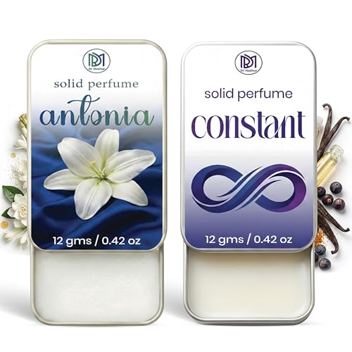 Image of Dr.Mashur Solid Perfume |Antonia&Constant Alcohol Free Wax Perfume Balm, Long Lasting | Pocket Tin 12g, Pack Of 2| Non Greasy Smooth Glide, Travel Friendly Men And Women