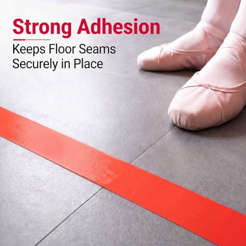 Image of Pangda Red 36 yd X 2 in 2 Rolls Dance Floor Vinyl Tape Durable Tape Splicing Strong Adhesion No Residue for Gym Dance Room Restaurants Kitchen Floor Safety Marking