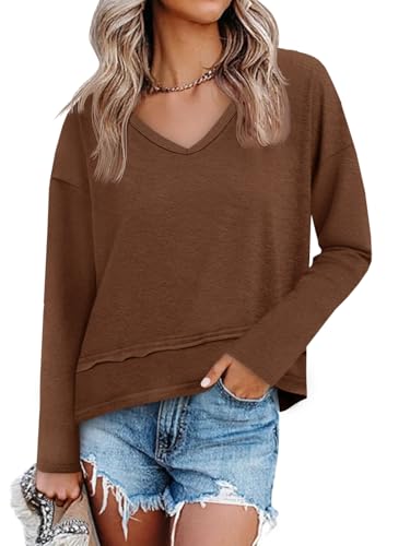 Image of Cicy Bell Womens Long Sleeve V Neck T Shirts Casual Flowy Loose Fit Tops