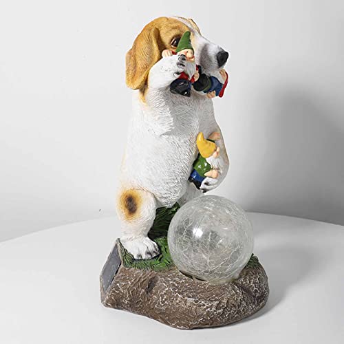 Statue de Jardin Chien Solaire : Veilleuse Créative Extérieure
