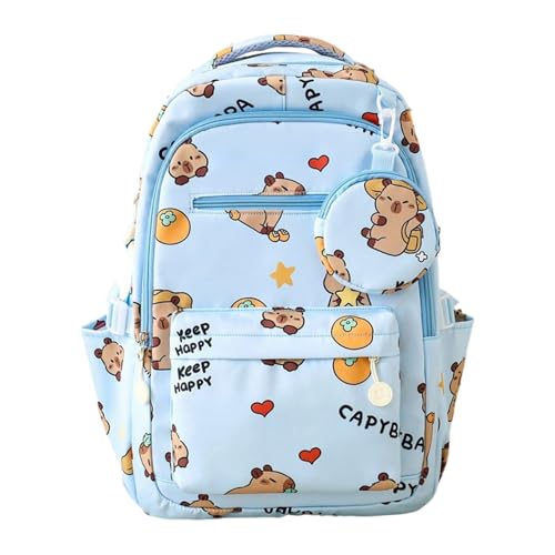 Sac à dos enfant école grande capacité bleu en nylon résistant et léger