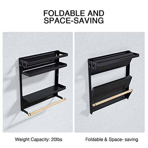 Paper Towel Holder With Shelf, 2-In-1 Magnetic Shelf, Heavy Duty Rustic Paper Towel Holder With 2 Removable Hooks, Tissue Holder For Tool Shed, Garage, Workbench, Kitchen, Craft Room, Or Laundry Room #TOP3