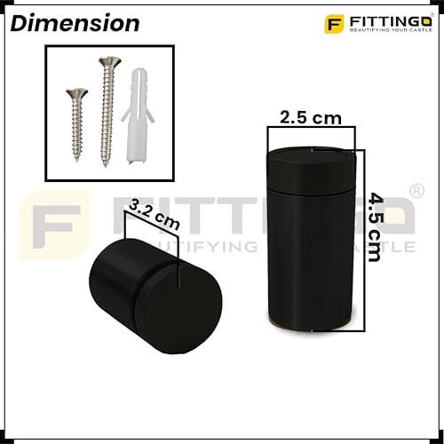 Image of 3 Inch Door Stopper Pipe Magnetic /Stopper for Main Door /Stainless Steel Heavy Duty Magnet Door Stops /Door Back Stopper for Home /Office /Hotels - (Pack of 2) - Black Finish-| 3 Years Warranty |
