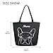ALAZA Personalized Cute Bulldog French Large Canvas Tote Bag Reusable Grocery Shopping Bag with Handles, Heavy Duty, Washable