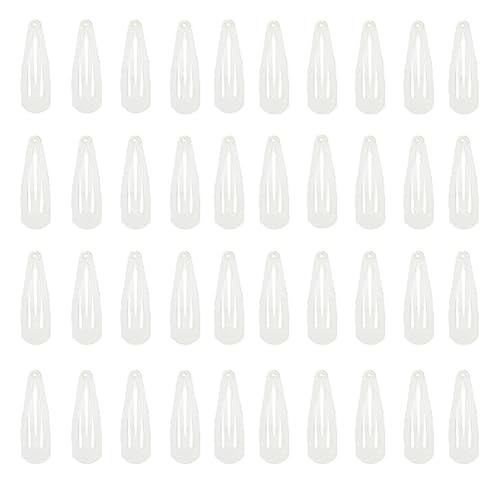 Pagabach 2 Inch White Hair Clips Barrettes Metal Snap Clips for Women Durable Water Drop Ideal Hair...