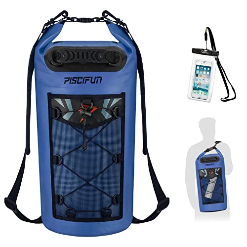 Image of Piscifun Waterproof Dry Bag Backpack 40L Floating Dry Backpack with Waterproof Phone Case for Water Sports - Fishing Boating Kayaking Surfing Rafting Camping Gifts for Men and Women Sapphire Blue