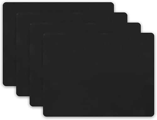 Aspire Individuales de mesa aptos para cortar, para superficies calientes, de silicona, antiderrapante de 4 unidades, Silicona, Negro, talla única