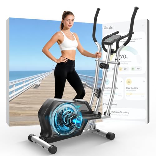 Vélo elliptique avec Bluetooth APP,3 en 1 vélo elliptique avec16 Niveaux de résistance, écran LCD, Porte-Bouteille,Pédale Antidérapante,capacité de Charge de 287LBS,Stepper elliptique aérobique
