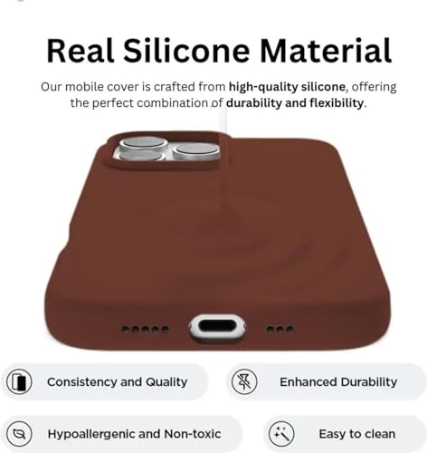 Image of Premium Liquid Silicone Case for iPhone 16 Pro - Slim Full Body Protective Back Cover with Soft Microfiber Lining, Anti-Slip Grip Scratch Resistant Phone Case (Brown)