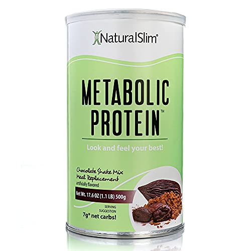 NaturalSlim Metabolic Whey Protein Powder Chocolate â€“ Low Carb, Meal Replacement Shake w/ Vitamins, Minerals & Amino Acid L-Glutamine | Great Taste and Very Filling Protein Shake, 10 Servings, 17.6 oz