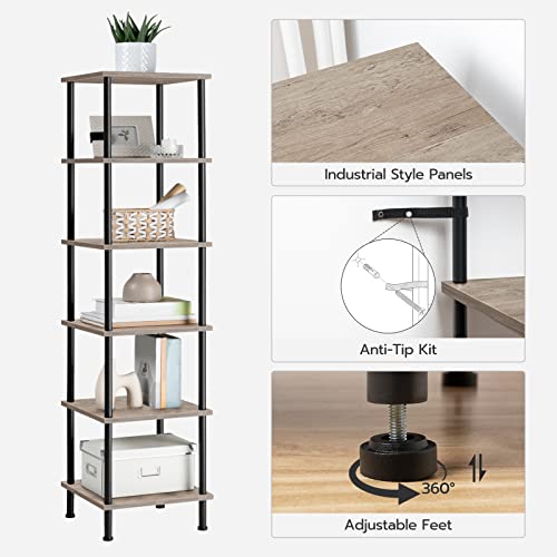 Hoobro 6-Tier Corner Shelf, Corner Square Rack Display Shelf, Wood Storage Rack Plant Stand, Corner Bookcase For Small Spaces, Living Room, Home Office, Kitchen, Greige And Black Bg55Cj01 #TOP6