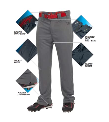 Rawlings Mens Semi Relaxed Rawlings Launch Baseball Pant, Grey, Large Us #TOP1