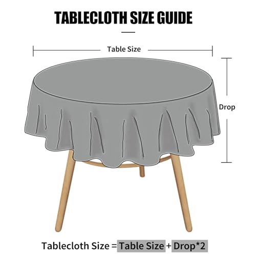 Image of Smiry Round Waterproof Heavy Duty Vinyl Tablecloths, 60 x 60 Inch | Wipeable Washable Floral Embossed Table Cover for Kitchen and Dining Room, Indoor & Outdoor Use, Sand