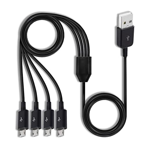 Herfair Micro USB Splitter Cable, 4-in-1 Multi Micro USB Charging Cord, USBMicro Wire Lead Type A Male to 4 MicroUSB Male Adapter Cable for Data Sync/Charge (1.64ft, Black)