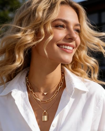 Image of FAXHION 68 Pcs Gold Jewelry Set for Women with 7 Necklace, 17 Bracelet, 5 Hoop Earrings, 15 Stud Earrings, 24 Knuckle Rings for Women Jewelry Set for Women Gift