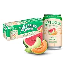 Waterloo Sparkling Water, Melon Medley Naturally Flavored, 12 Fl Oz Cans Pack of 12 Zero Calories and Zero Sugar or Sweeteners