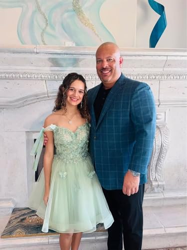 TRHTX Butterfly Applique Homecoming Dresses Tie Strap DAMA Dresses Tulle A-line Short Prom Dress4