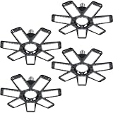 ISKYDRAW 200W LED Garage Light 4 Pack, Garage Lights Ceiling LED 20000LM 6500K with 7+1 Deformable Panels Screw in Lighting Fixture E26/E27 for Workshop Attic Basement Bay Lighting