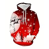 Jersey de Navidad para hombre, sudadera con capucha, sudadera con capucha, manga larga con motivo navideño, con cordón de moda, sudadera con capucha