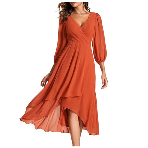 Robe invitée mariage mi-longue en mousseline plissée ligne A