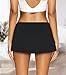 AnotherChill Women's Low Waist Micro Mini Skorts Skirt with Built-in Shorts Sexy Stretch Black Skirts Basic Summer Outfits (Black, Small)