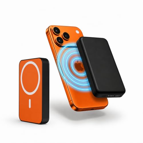 Image of Nextech MagSafe Power Bank 10000mAh, 15W Magnetic Wireless Charging, 22.5W PD Fast Charging Type C, Slim Portable Wireless Power Bank for iPhone & Android, LED Indicator, Orange Black