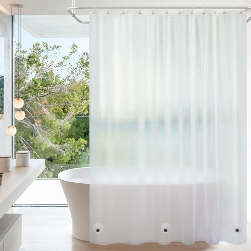 Seenus EVA Shower Curtain Liner 3D Silk Frosted with 3 Extra-Large Magnets, Bpa-Free Waterproof Shower Curtain Liner Odorless, 72 x 72 inch Lightweight Bathroom Curtain Translucent for Privacy by Seenus - Used condition - Image 5
