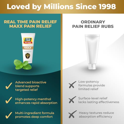 Image of Real Time Pain Relief MAXX 4oz Tube | 18 Natural Ingredients: Arnica, Menthol & Peppermint | Maximum Strength Muscle Pain Relief Lotion for Arthritis, Hands, Ankles, Back, Shoulders, Knees & Joints