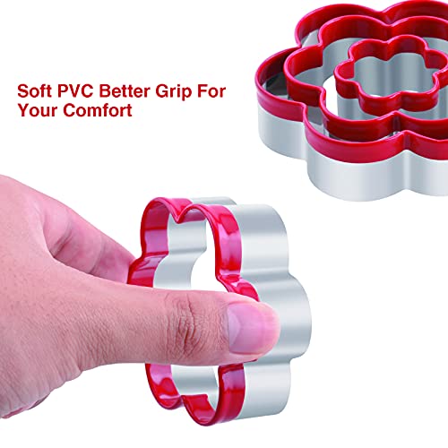 3 Piece Flower Cookie Cutters Set, Stainless Steel Cookie Cutter Set For Kids, 1.5’’ - 3’’ - 4” Large Pastry Cutter Shapes For Baking, Sandwich And Fruit #TOP2
