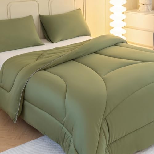 LETSLEEP King Size Dark Green Comforter Set, 3 Pieces